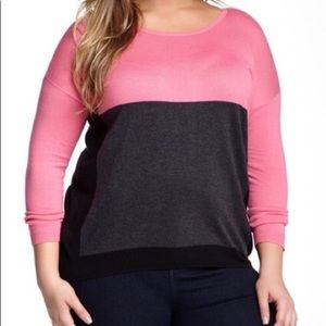 Pink and Grey Half and half sweater